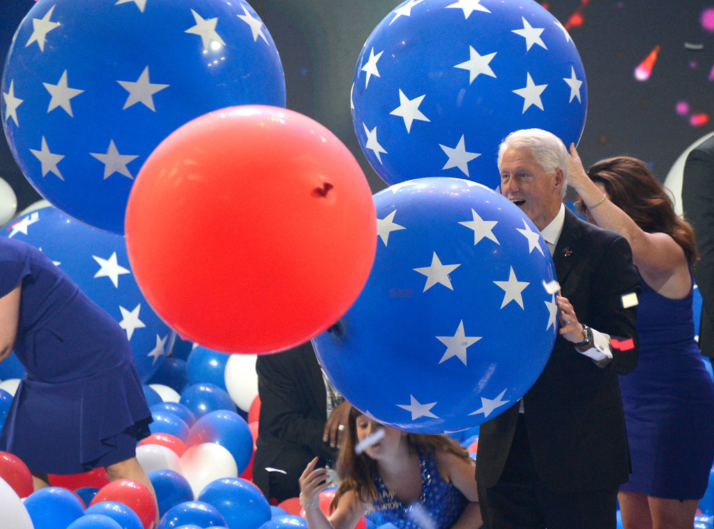 bill clinton just cannot get enough of balloons at the dnc e news